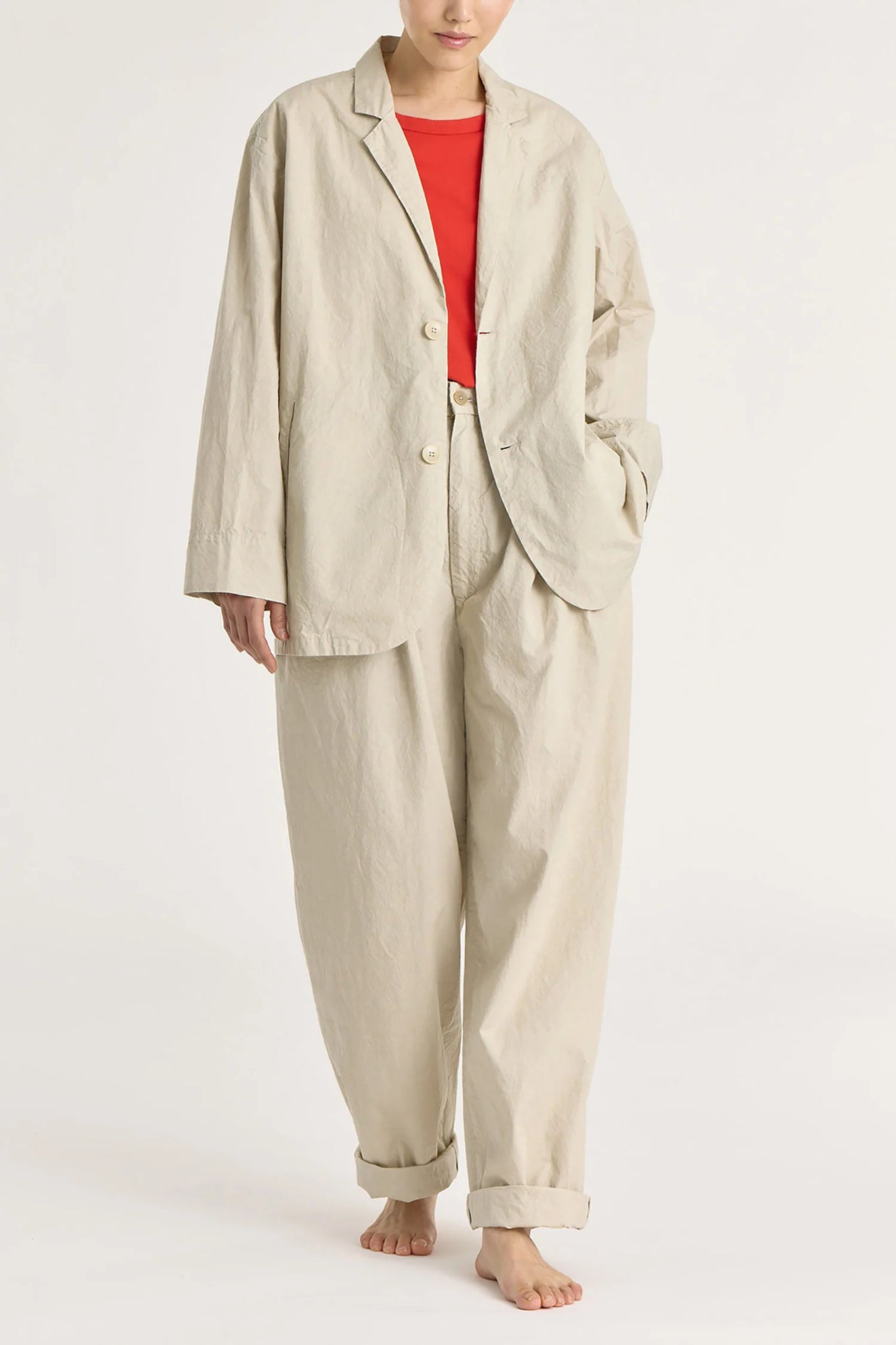 Crinkled Wide Trousers