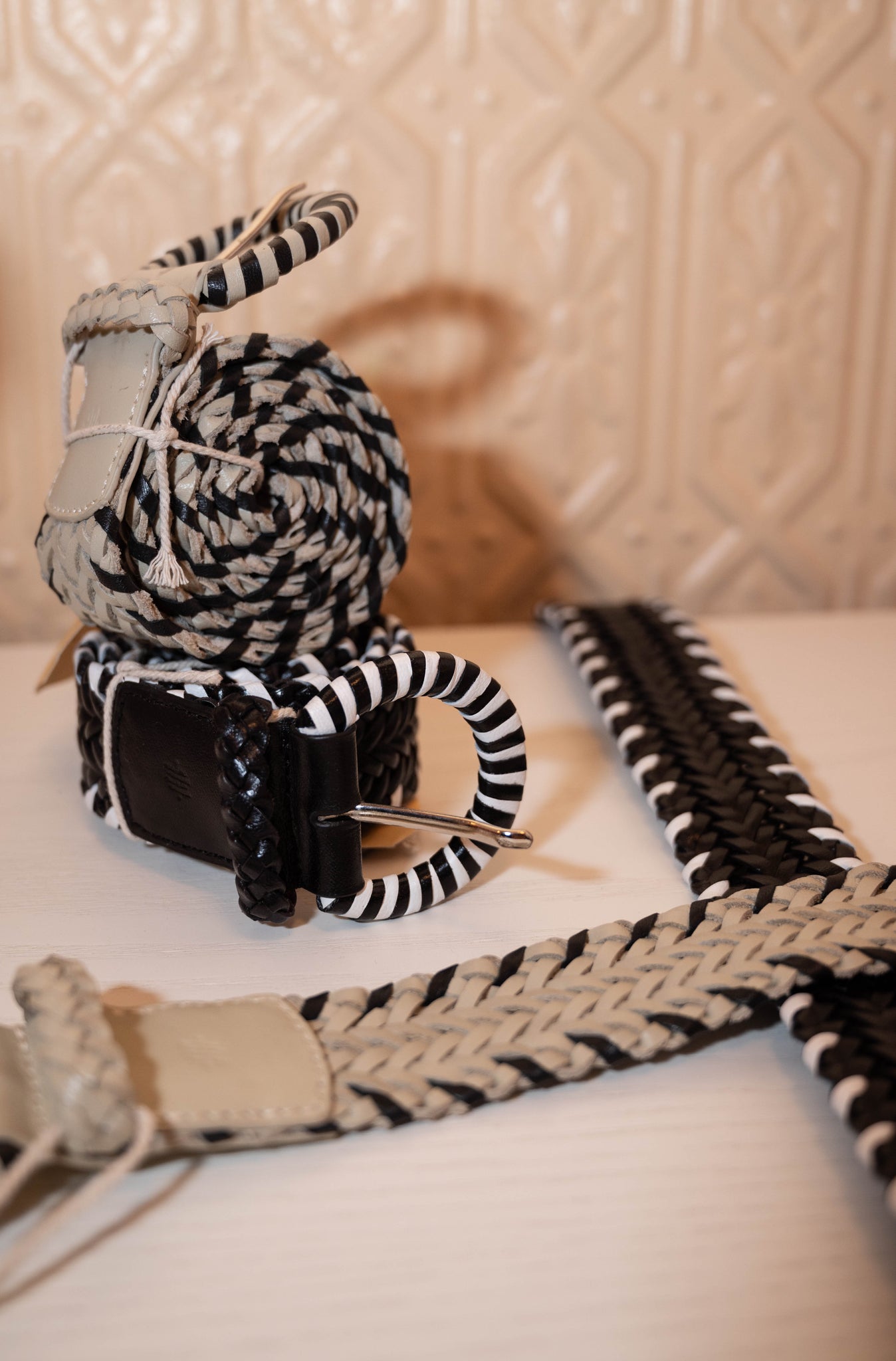 16 Ply Wrapped Leather Buckle Bi Color Belt
