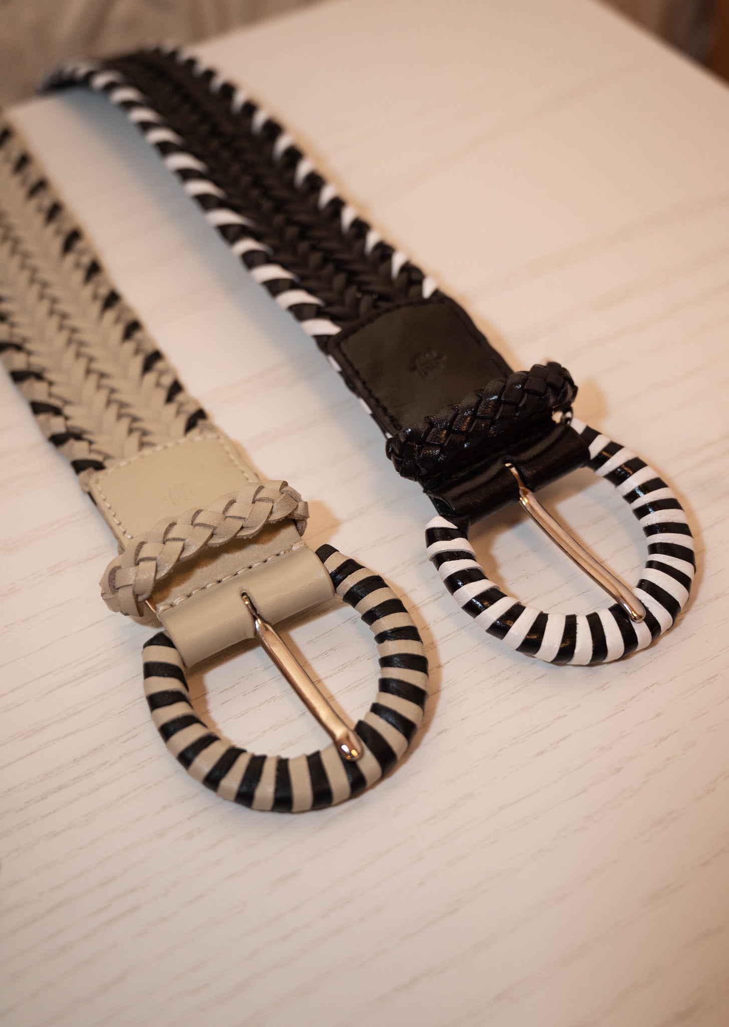 16 Ply Wrapped Leather Buckle Bi Color Belt