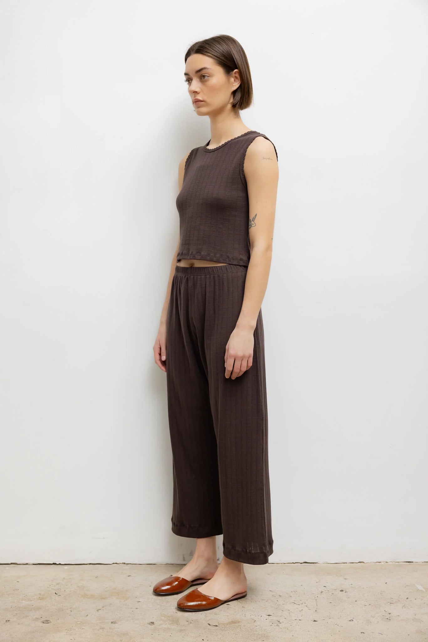Pointelle Crop Wide Pants