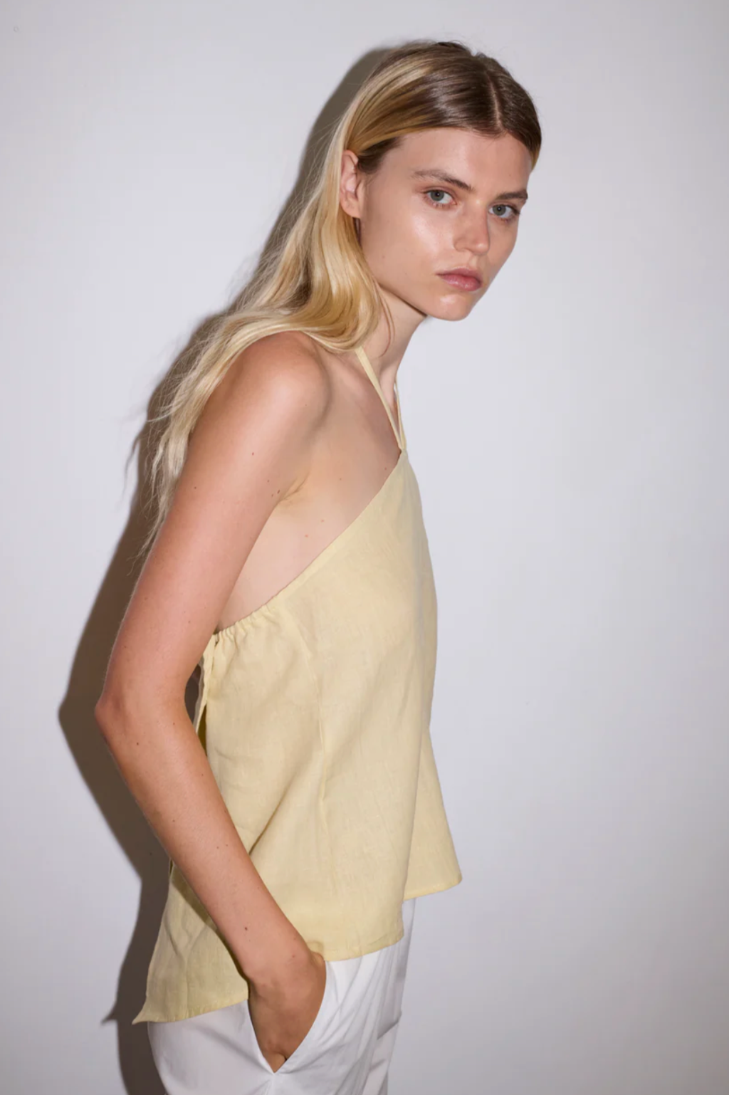 Linen Wrap Back Top