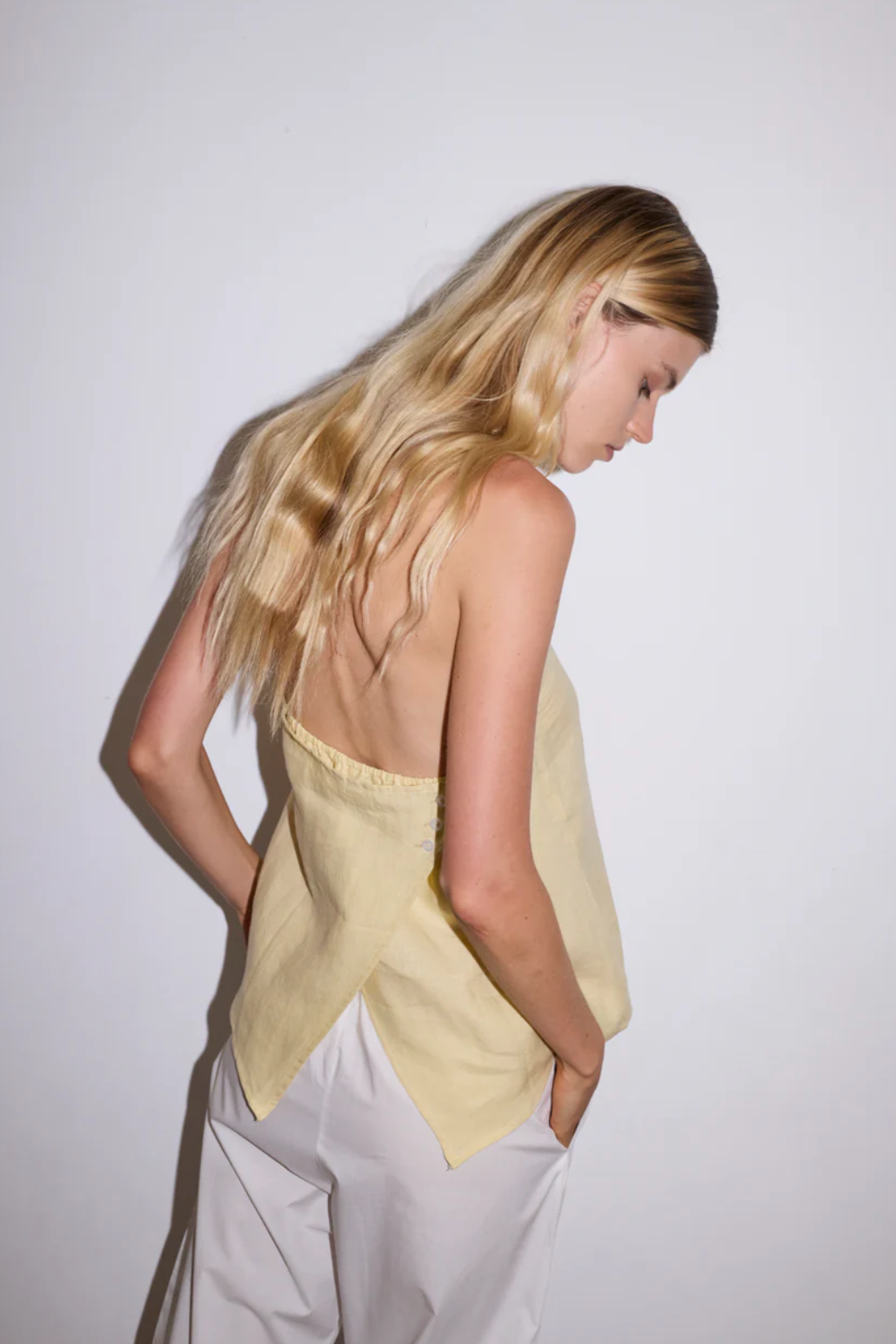 Linen Wrap Back Top