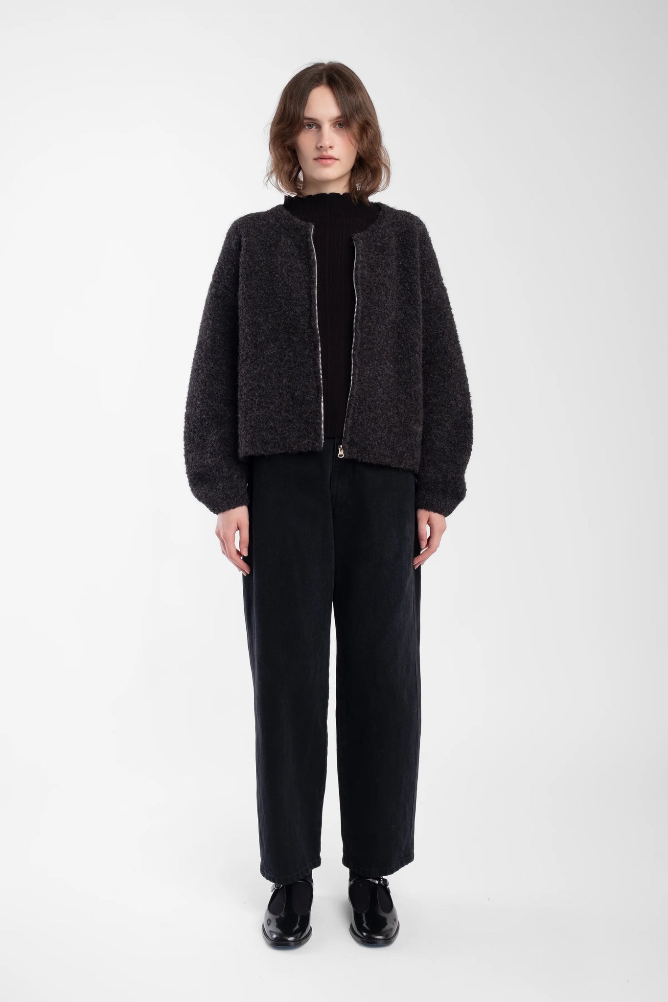 Boucle Zip Cardigan