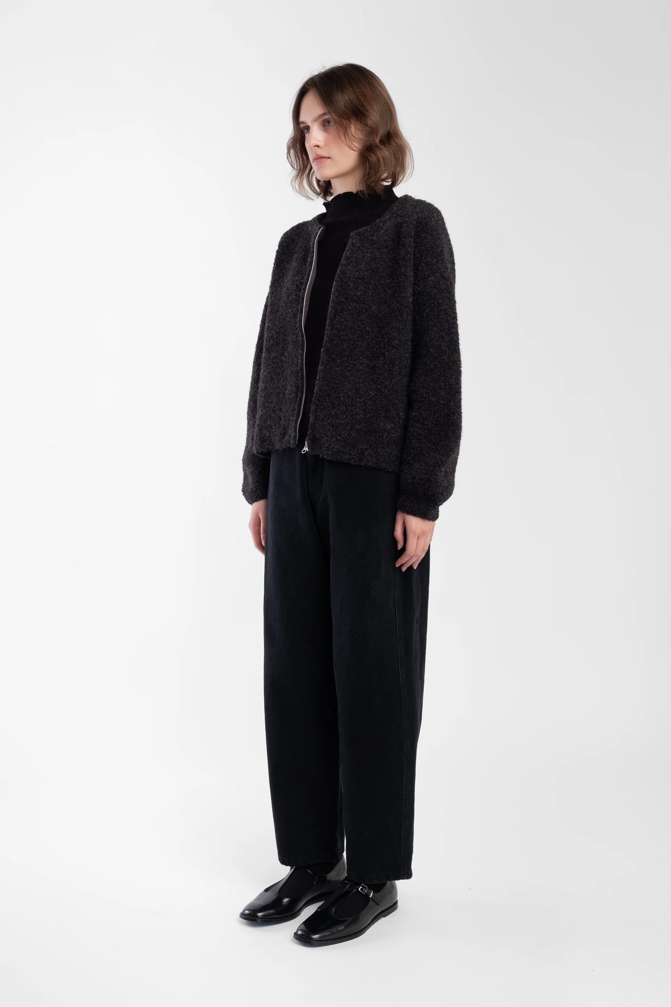 Boucle Zip Cardigan