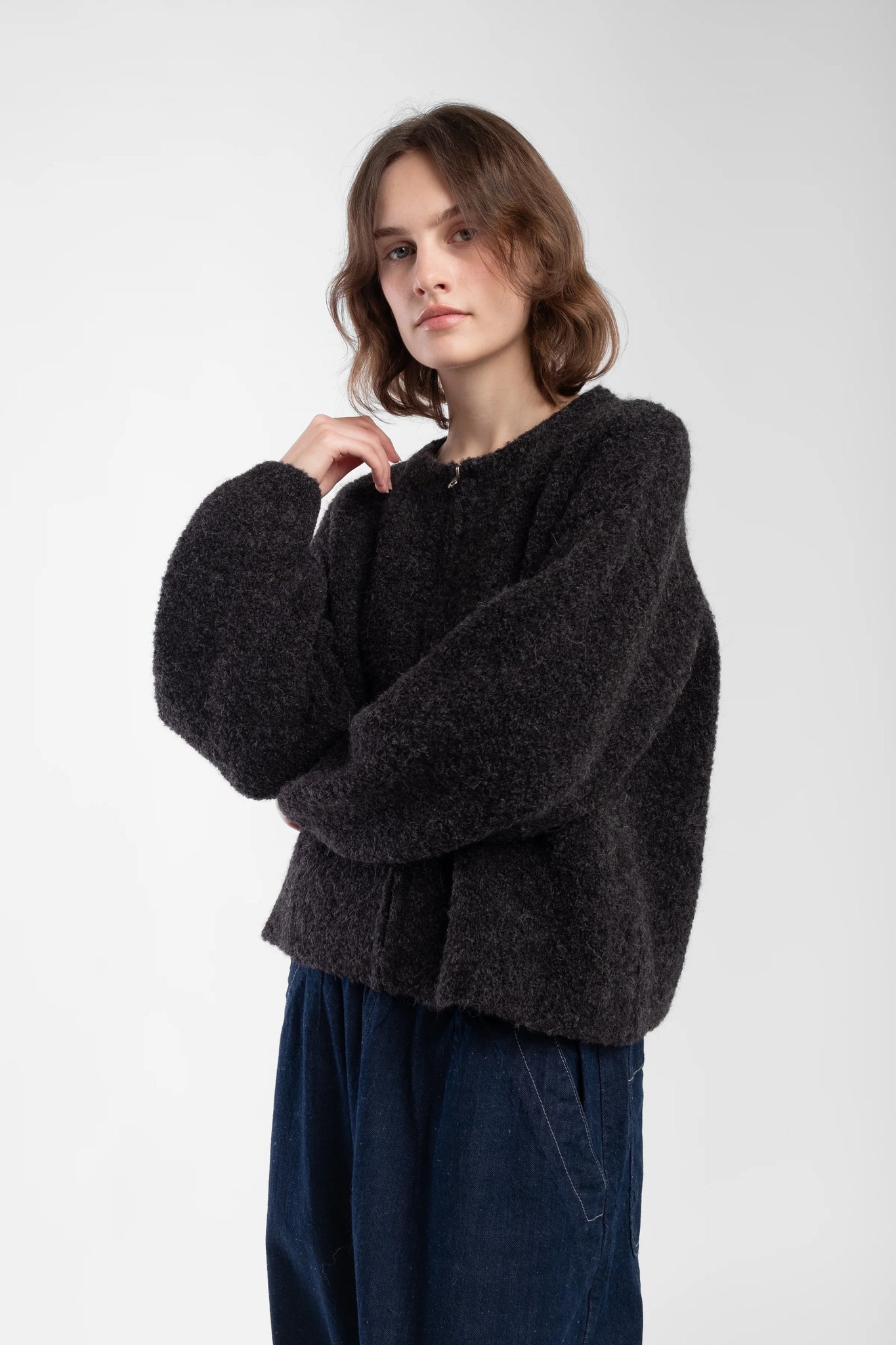 Boucle Zip Cardigan