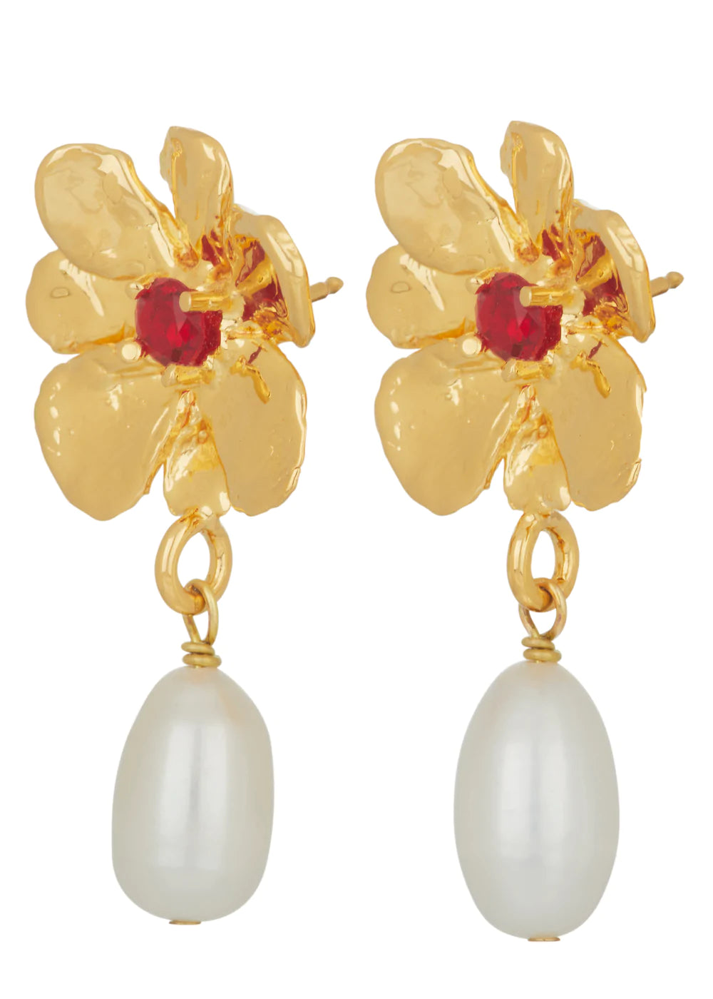Flower Pearl Drop Earrings