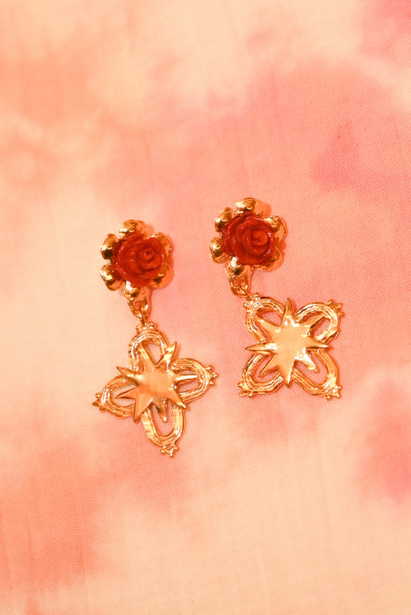 Rose Cross Earrings